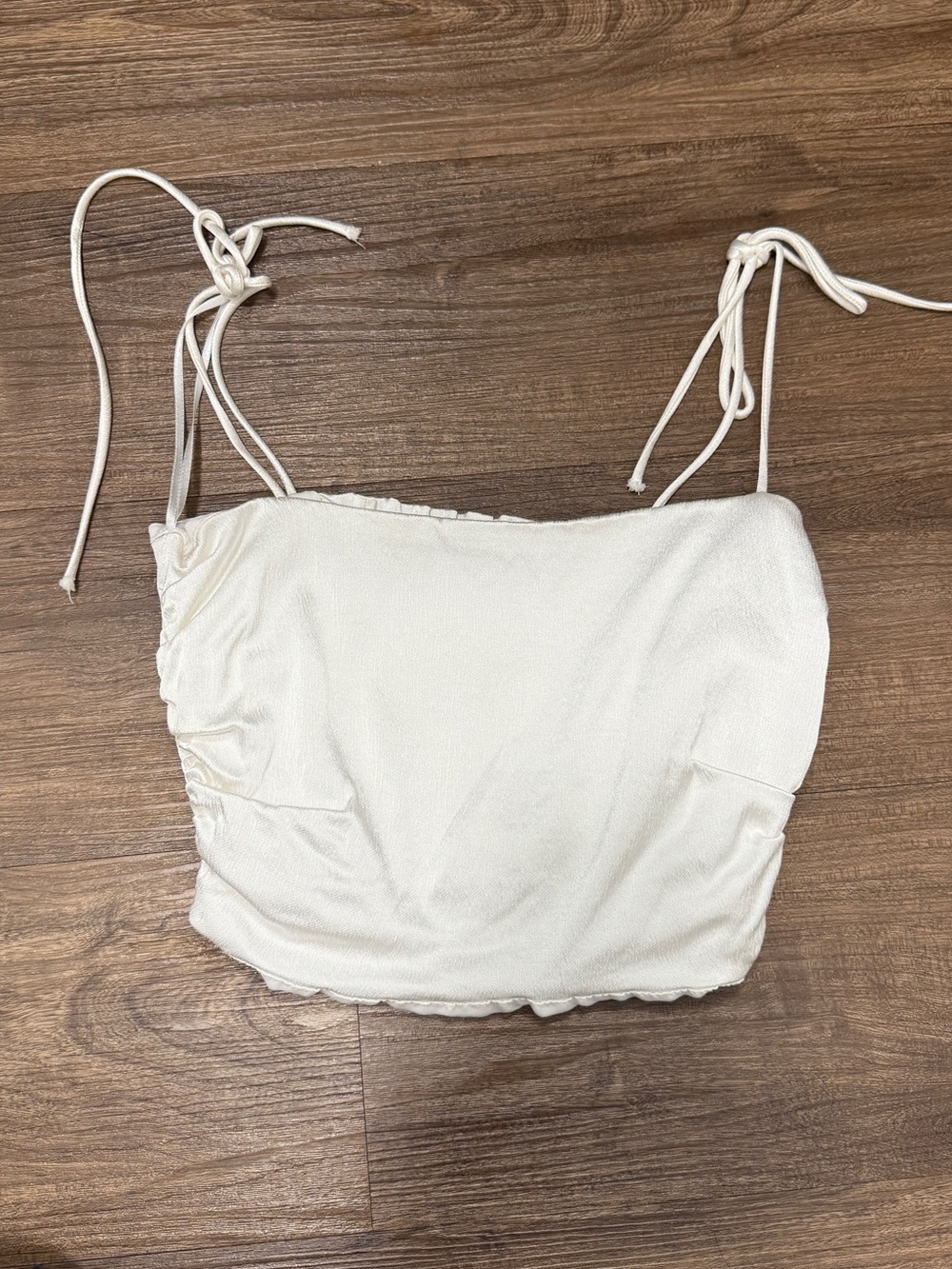 Zara White Tie-Shoulder Crop Camisole